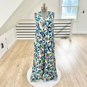 XS S M  purple green blue sleeveless bohemian maxi dress w/pockets